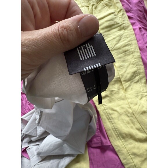 Lilith Tunic Top L Large Sleeveless Stretch Woven Gray Tie Waist Boho Lagenlook - Picture 4 of 5